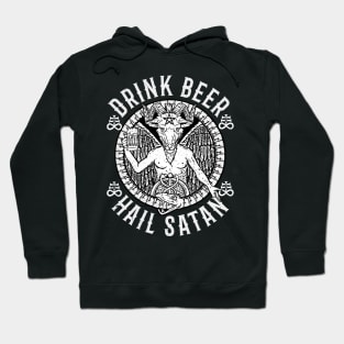 Drink Beer Hail Satan I Satanic Baphomet graphic Hoodie